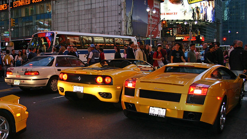 Ferrari vs Lamborghini in Times Square