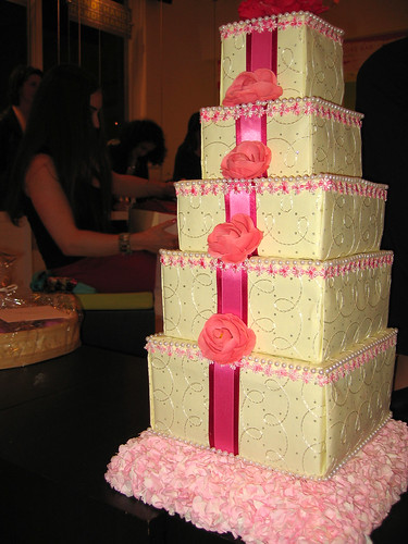 A Cake Decorated to Resemble a 5 Tier Wedding Cake
