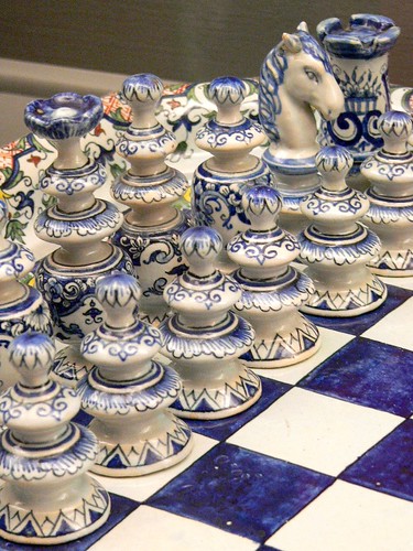 Ceramic Faience chess set in the Regence style France 19th to 20th century CE