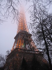 Eiffel tower in fog