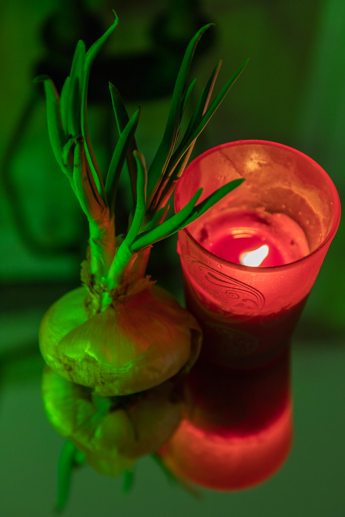 : onion with candle