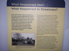 "What Happened to Streetcars," interpretation board, American on the Move exhibit, Smithsonian Museum of American History