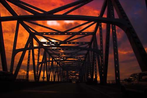 Mississippi River Bridge, Baton Rouge at Sunset 