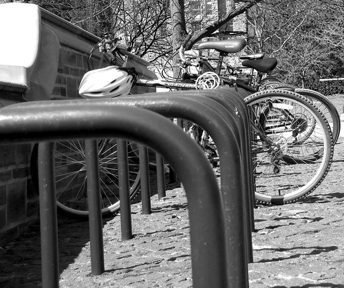 bike racks at ho plaza -bw -cropped