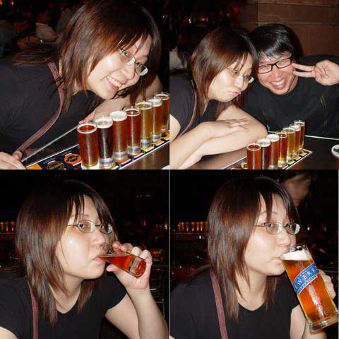 Suanie and beer at Brewerkz Singapore