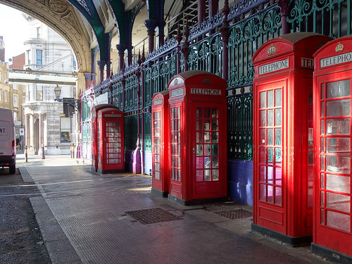 Famous Red London Phone booths ©  Serge Zykov