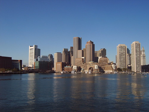 Boston skyline from the Atlantic Ocean