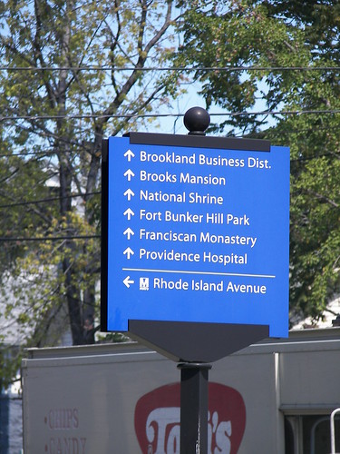 Wayfinding sign at Rhode Island Avenue and 12th Street NE by brooklandcdc.