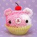 Amigurumi Strawberry Swirl cupcake bear with cherry on top