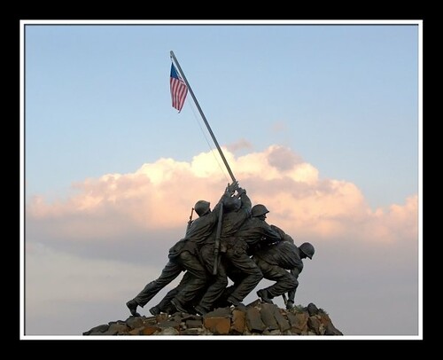 The Marine Corps War Memorial (a.k.a. Iwo Jima Memorial) stands as a symbol 