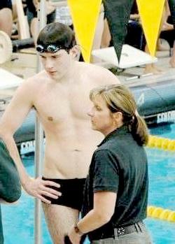 Cindy and Calvin at a swim meet 2006