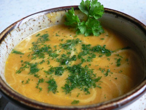 Carrot, lentil & orange soup