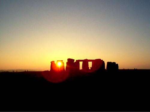 Sunset at Stonehenge at the Winter Solstice. - December 2004