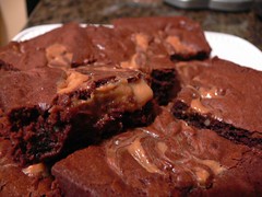 Dulce de Leche brownies with pecans and dried cherries