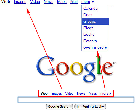 Google Nav at Top Left