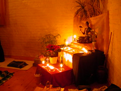 Gent Centre shrine at night