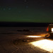 kapuskasing, northern lights, star trails and an ice fishing hut