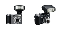 The Nikon Coolpix P5000, pictured here with the SB-400 flash