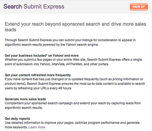 Yahoo Search Submit Express