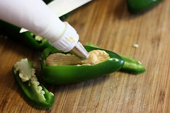 Stuffing the Jalapenos