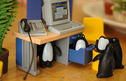when the boss is away the penguins will play... (by bookgrl)