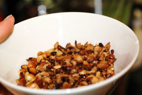 roasted pine nuts and porcini mushrooms