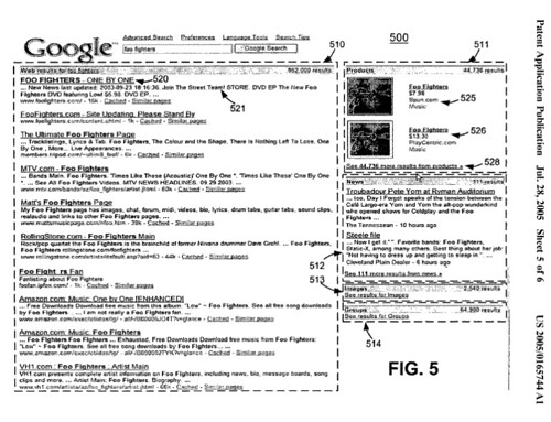 Google Universal Search Patent Screenshot
