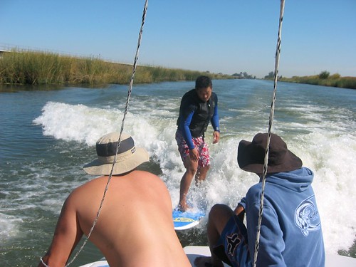 First time wake surfing.