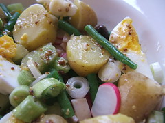 Salad with potatoes, eggs and beans