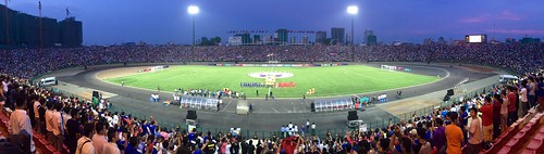 Cambodian crowd cheering for the national soccer team (Chetra Chap, 2015).