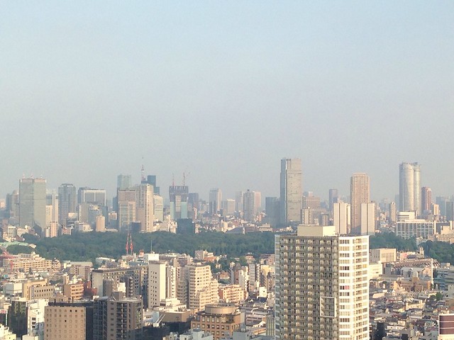 東の眺望です。ヒルズ、東京タワーの先っぽ...