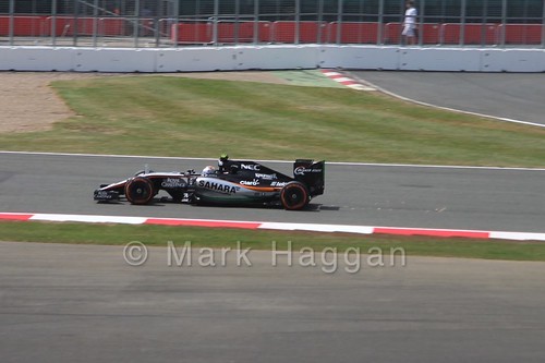 Sergio Perez in Free Practice 2 at the 2015 British Grand Prix at Silverstone