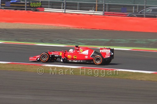Sebastian Vettel's Ferrari in Free Practice 1 at the 2015 British Grand Prix
