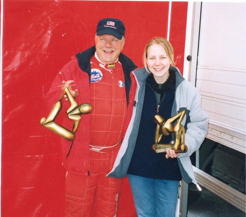 Anton Mets was a frequent visitor in the early days of ARCA. Here he joins Emma Karwacki at Silverstone in 2004 with her Driver of the Day award.