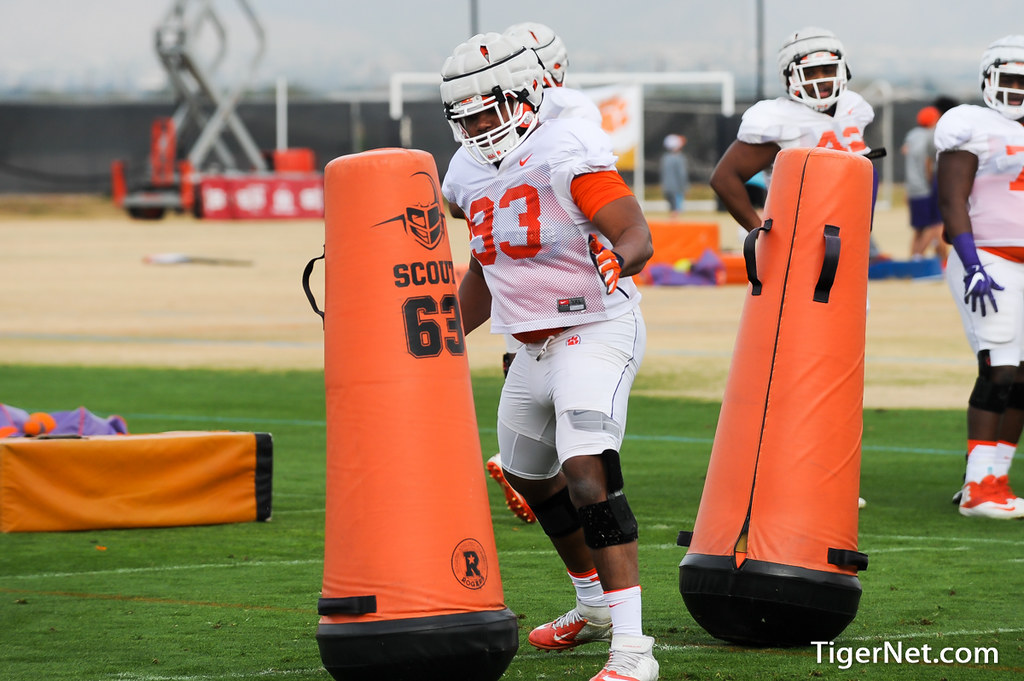 Clemson Football Photo of Sterling Johnson and fiestabowl and practice