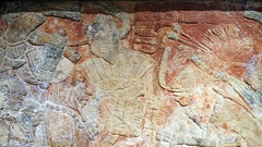 Shield Jaguar IV and Tiloom (detail), Chakalte’, Relief with Enthroned Ruler (Maya lintel)