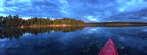 Bass Lake panorama on a dawn kayak paddle with Nora • <a style="font-size:0.8em;" href="http://www.flickr.com/photos/96277117@N00/20111120818/" target="_blank">View on Flickr</a>