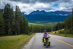 Cycling on the scenic Bow Valley Parkway.