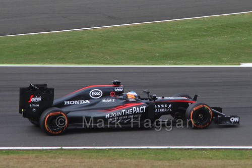 Fernando Alonso in Free Practice 3 for the 2015 British Grand Prix at Silverstone