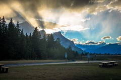 Watching the sun set from the Visitor's Centre in Canmore.