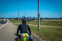 Cycling Crowchild Trail in Calgary.