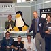 Tux with his friends at the VA Linux booth