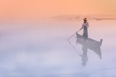 Misty Dawn. Amarapura, Myanmar