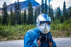 Yichao from Calgary, cycling to Jasper, and his awesome helmet!