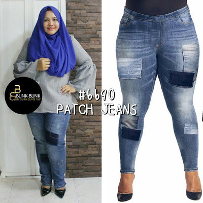 #6690 PLUS SIZE PATCHED JEANS INSPIRED BY ZARA