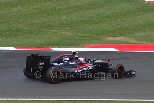 Jenson Button in Free Practice 3 for the 2015 British Grand Prix at Silverstone