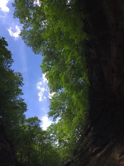 Looking up out of the bottom of a canyon!