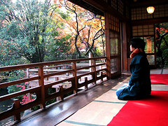 woman meditating in japan
