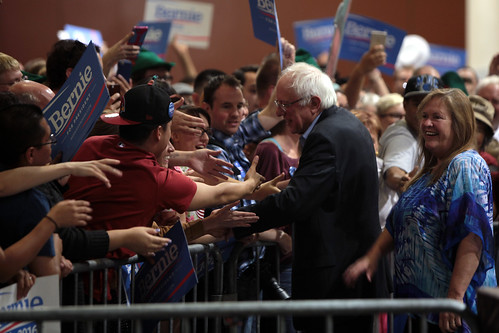 Bernie Sanders with supporters