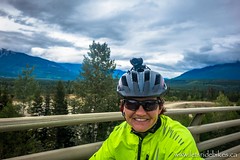 Amanda is all smiles as we pull into Valemount, after 80km of riding.